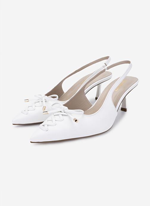 Valmenti Kadın Suni Deri Beyaz Topuklu Ayakkabı - Görsel 6