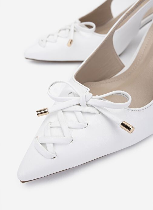 Valmenti Kadın Suni Deri Beyaz Topuklu Ayakkabı - Görsel 4