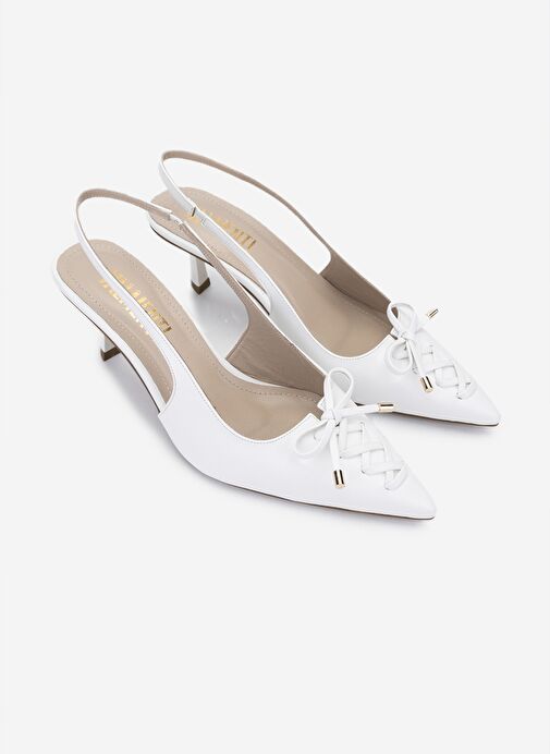 Valmenti Kadın Suni Deri Beyaz Topuklu Ayakkabı - Görsel 3