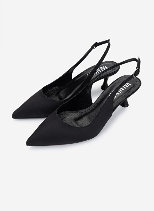 Valmenti Kadın Suni Deri Siyah Saten Topuklu Ayakkabı - Görsel 7