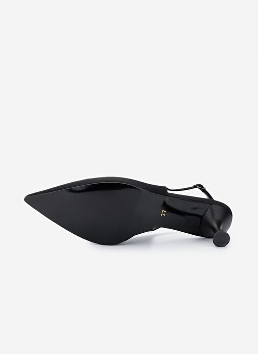 Valmenti Kadın Suni Deri Siyah Saten Topuklu Ayakkabı - Görsel 5