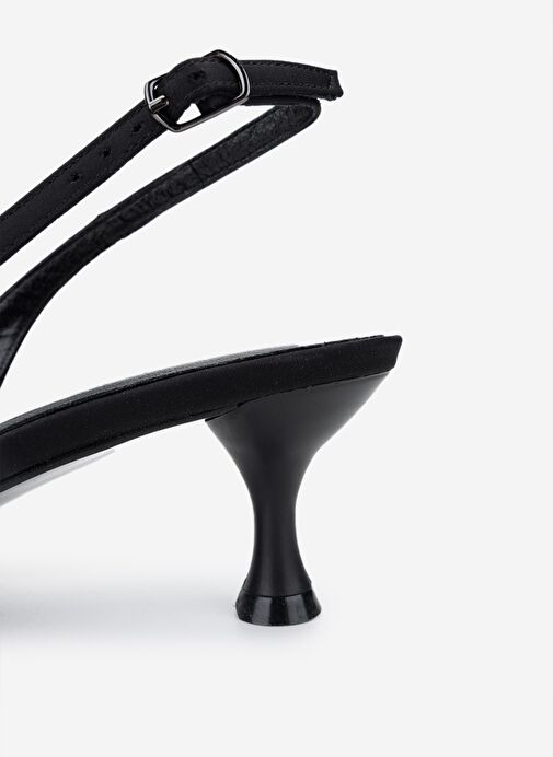 Valmenti Kadın Suni Deri Siyah Saten Topuklu Ayakkabı - Görsel 6