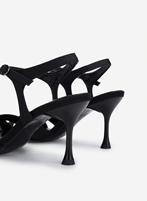 Valmenti Kadın Suni Deri Siyah Saten Topuklu Ayakkabı - Görsel 5