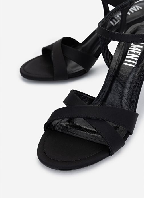 Valmenti Kadın Suni Deri Siyah Saten Topuklu Ayakkabı - Görsel 4