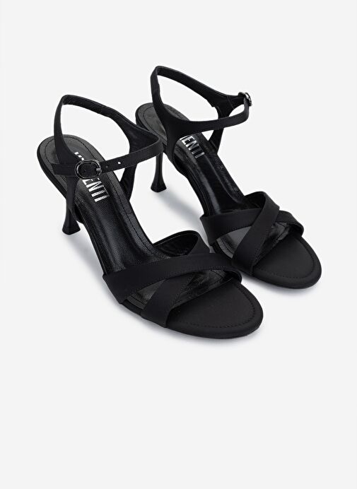 Valmenti Kadın Suni Deri Siyah Saten Topuklu Ayakkabı - Görsel 3