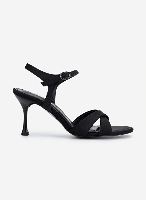 Valmenti Kadın Suni Deri Siyah Saten Topuklu Ayakkabı - Görsel 2