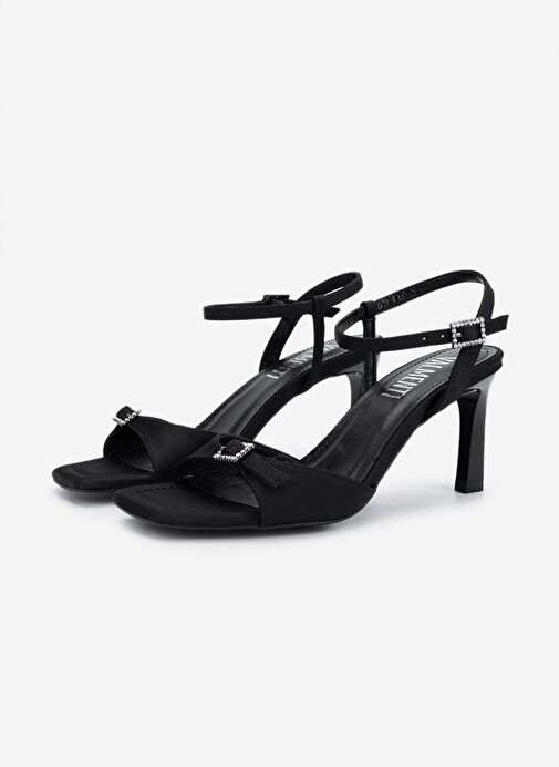 Valmenti Kadın Suni Deri Siyah Saten Topuklu Ayakkabı - Görsel 7