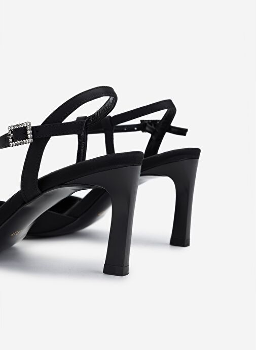 Valmenti Kadın Suni Deri Siyah Saten Topuklu Ayakkabı - Görsel 5