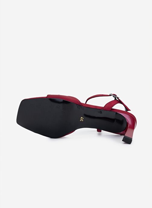 Valmenti Kadın Suni Deri Bordo Topuklu Ayakkabı - Görsel 6