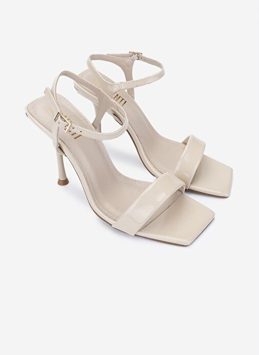 Valmenti Kadın Suni Deri Bej Rugan Topuklu Ayakkabı - Görsel 3