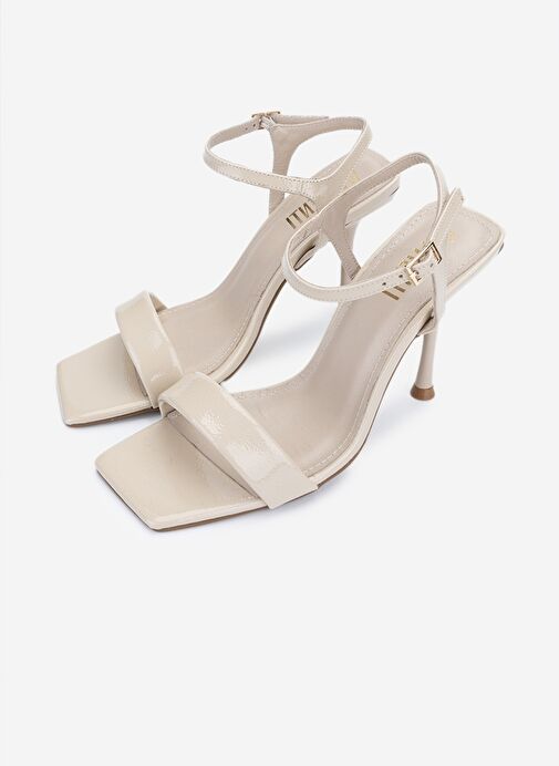 Valmenti Kadın Suni Deri Bej Rugan Topuklu Ayakkabı - Görsel 6