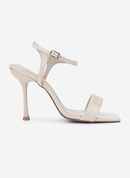 Valmenti Kadın Suni Deri Bej Rugan Topuklu Ayakkabı - Görsel 2