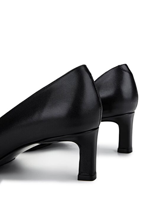 Tamer Tanca Kadın Hakiki Deri Siyah Topuklu Ayakkabı - Görsel 5