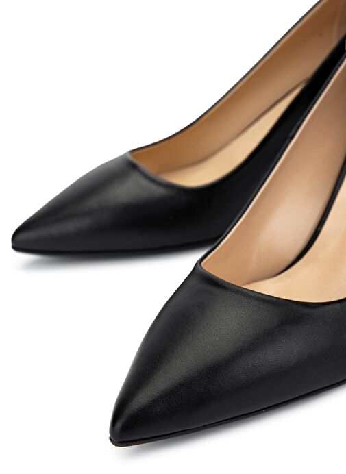 Tamer Tanca Kadın Hakiki Deri Siyah Deri Topuklu Ayakkabı - Görsel 5