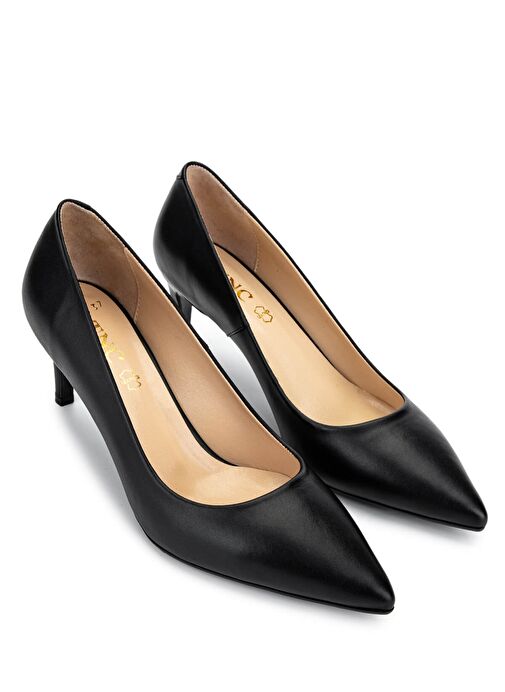 Tamer Tanca Kadın Hakiki Deri Siyah Deri Topuklu Ayakkabı - Görsel 3