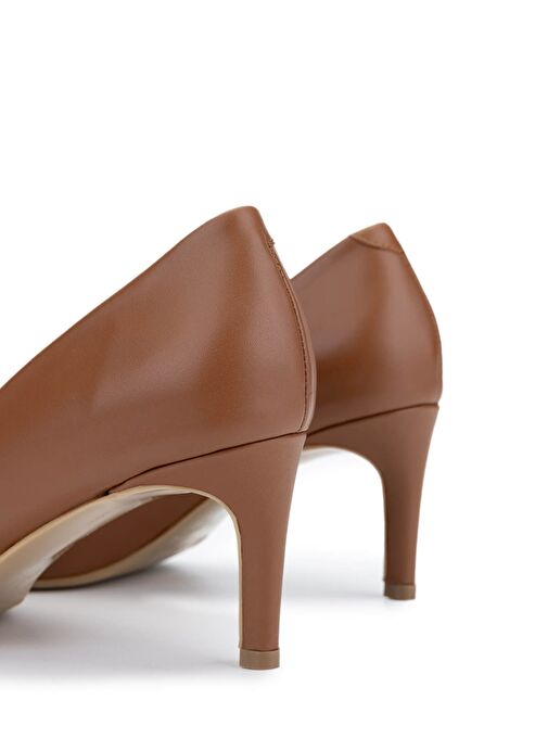 Tamer Tanca Kadın Hakiki Deri Koyu Taba Topuklu Ayakkabı - Görsel 6