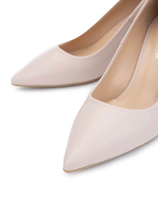 Tamer Tanca Kadın Hakiki Deri Bej Topuklu Ayakkabı - Görsel 4