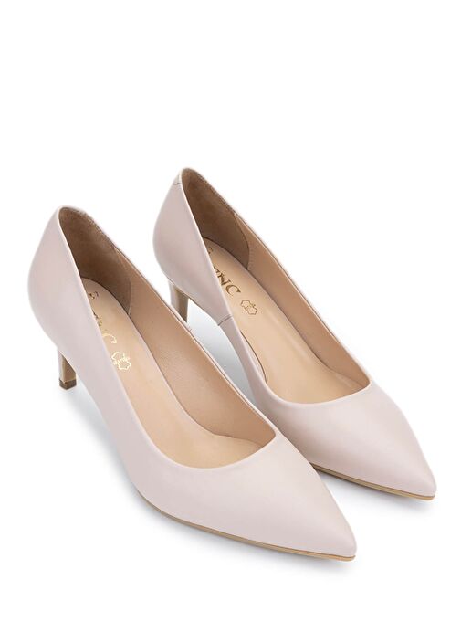 Tamer Tanca Kadın Hakiki Deri Bej Topuklu Ayakkabı - Görsel 3