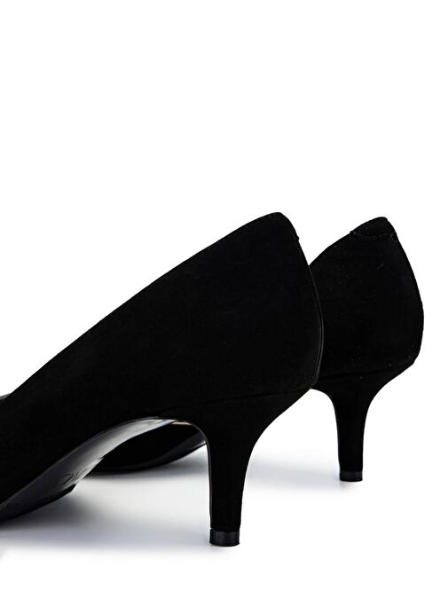 Tamer Tanca Kadın Hakiki Deri Siyah Süet Topuklu Ayakkabı - Görsel 6