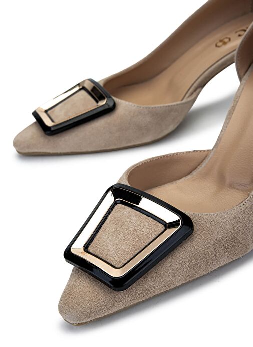 Tamer Tanca Kadın Hakiki Deri Taş Süet Topuklu Ayakkabı - Görsel 5