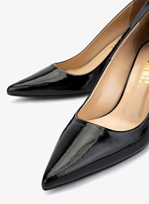 Valmenti Kadın Hakiki Deri Siyah Rugan Topuklu Ayakkabı - Görsel 4