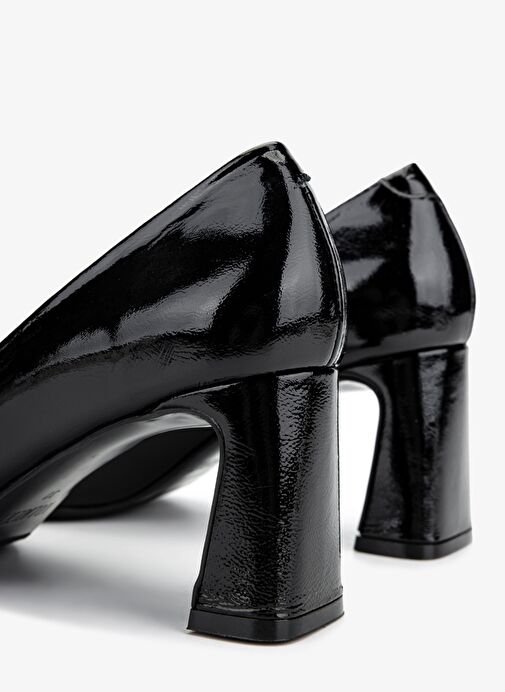 Valmenti Kadın Hakiki Deri Siyah Rugan Topuklu Ayakkabı - Görsel 5