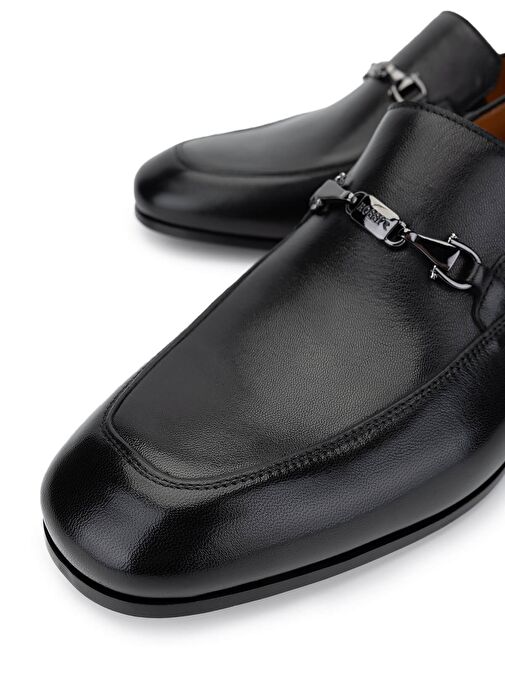 ROSSI Erkek Hakiki Deri Siyah Klasik Ayakkabı - Görsel 4