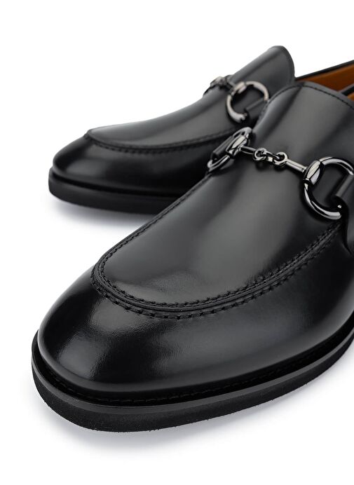 ROSSI Erkek Hakiki Deri Siyah Klasik Ayakkabı - Görsel 4