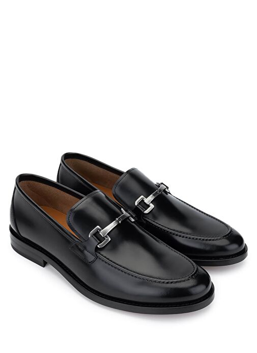 ROSSI Erkek Hakiki Deri Siyah Klasik Ayakkabı - Görsel 3