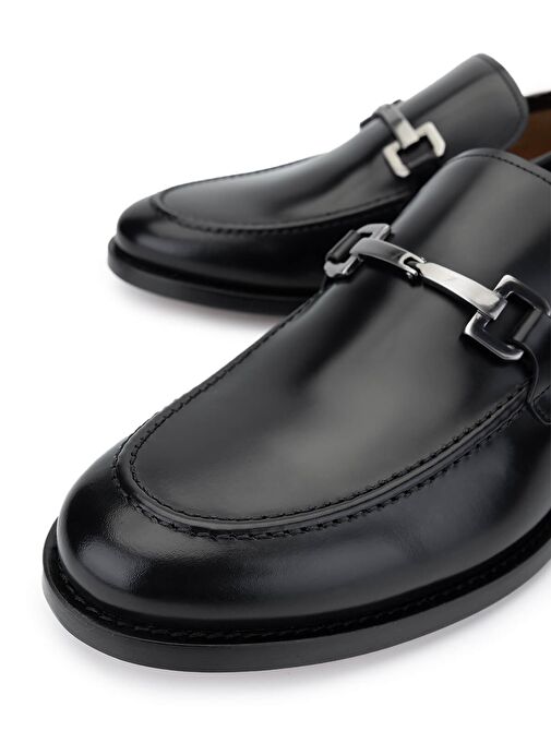 ROSSI Erkek Hakiki Deri Siyah Klasik Ayakkabı - Görsel 4