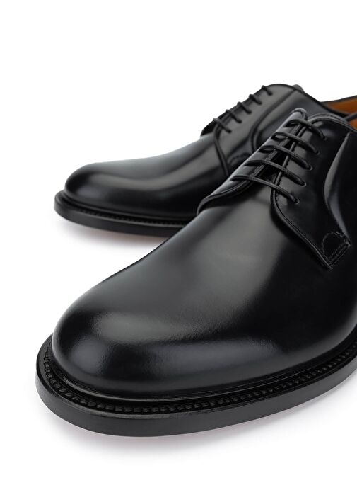 ROSSI Erkek Hakiki Deri Siyah Klasik Ayakkabı - Görsel 4