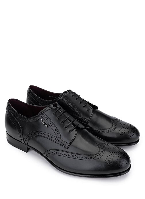 VALENTINO Erkek Hakiki Deri Siyah Klasik Ayakkabı - Görsel 3