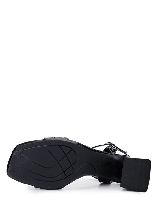 Tamer Tanca Kadın Suni Deri Siyah Kroko Topuklu Ayakkabı - Görsel 6