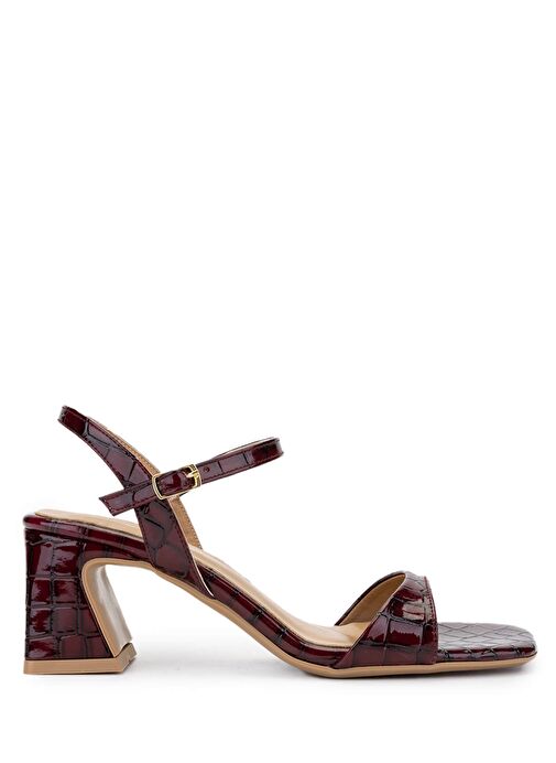 Tamer Tanca Kadın Suni Deri Bordo Topuklu Ayakkabı - Görsel 2