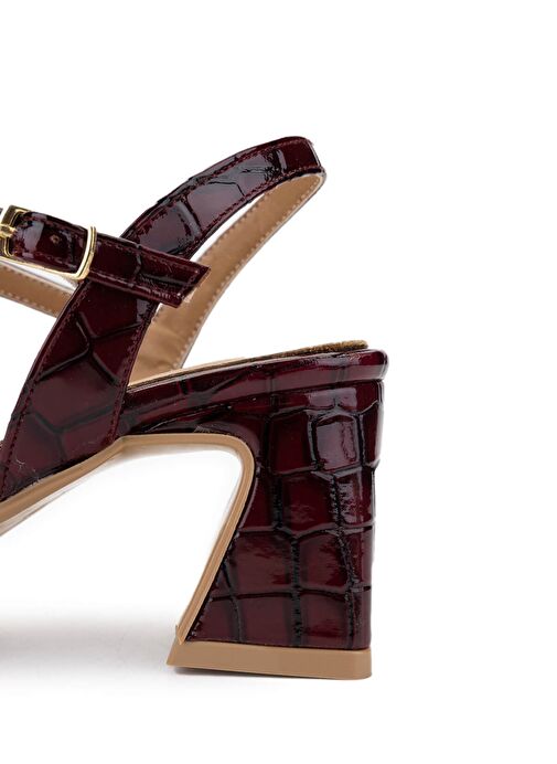 Tamer Tanca Kadın Suni Deri Bordo Topuklu Ayakkabı - Görsel 5