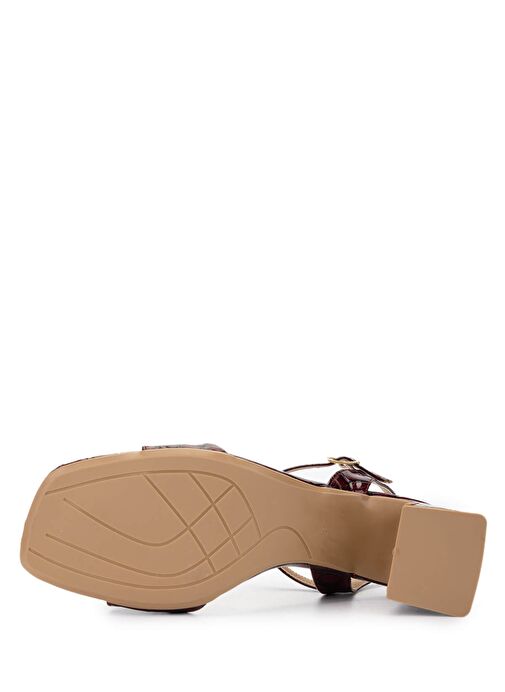 Tamer Tanca Kadın Suni Deri Bordo Topuklu Ayakkabı - Görsel 6