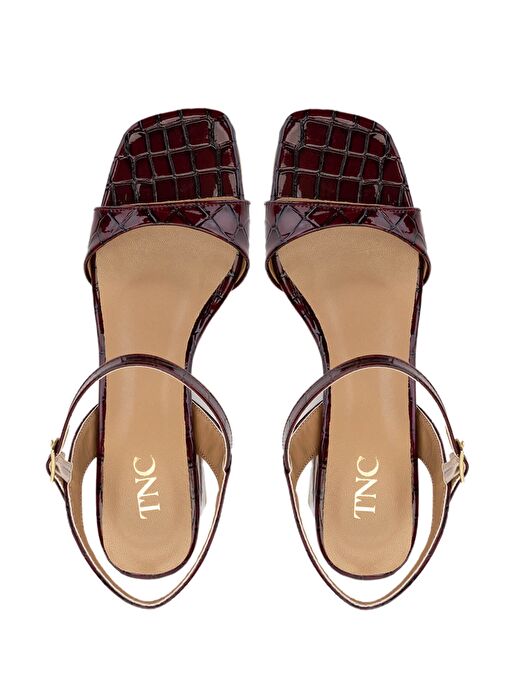 Tamer Tanca Kadın Suni Deri Bordo Topuklu Ayakkabı - Görsel 7