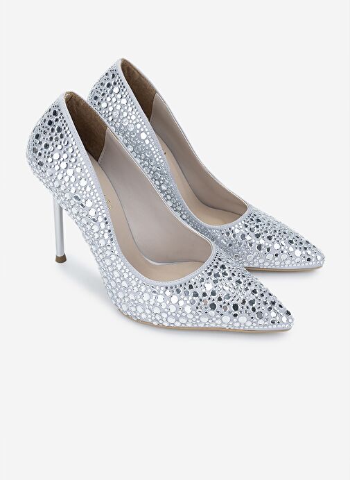 Valmenti Kadın Suni Deri Gri Topuklu Ayakkabı - Görsel 3