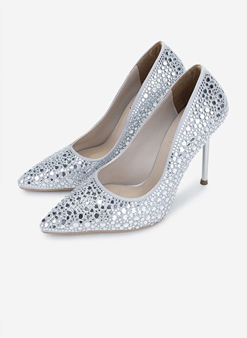 Valmenti Kadın Suni Deri Gri Topuklu Ayakkabı - Görsel 6