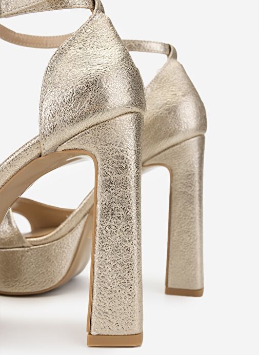 Valmenti Kadın Suni Deri Dore Topuklu Ayakkabı - Görsel 5