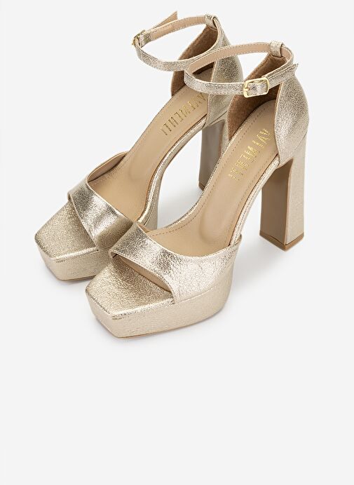 Valmenti Kadın Suni Deri Dore Topuklu Ayakkabı - Görsel 7