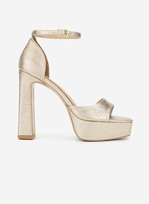 Valmenti Kadın Suni Deri Dore Topuklu Ayakkabı - Görsel 2