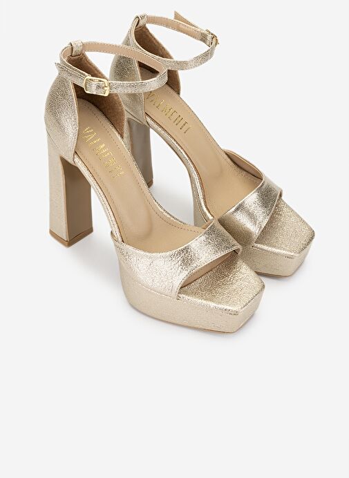 Valmenti Kadın Suni Deri Dore Topuklu Ayakkabı - Görsel 3