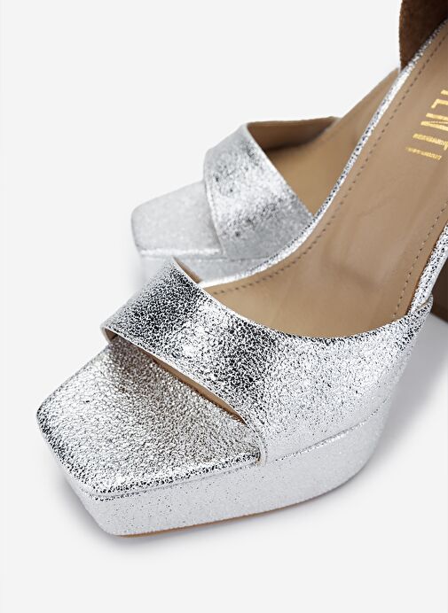 Valmenti Kadın Suni Deri Lame Topuklu Ayakkabı - Görsel 4