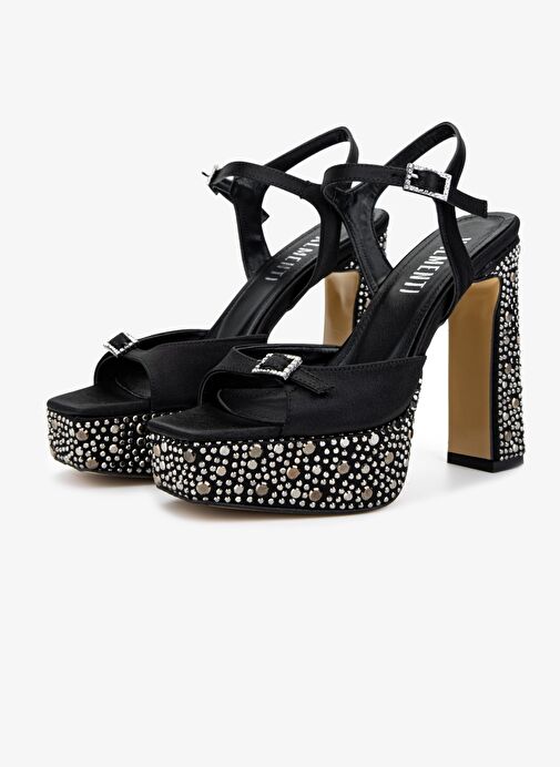 Valmenti Kadın Siyah Suni Deri Topuklu Ayakkabı - Görsel 5