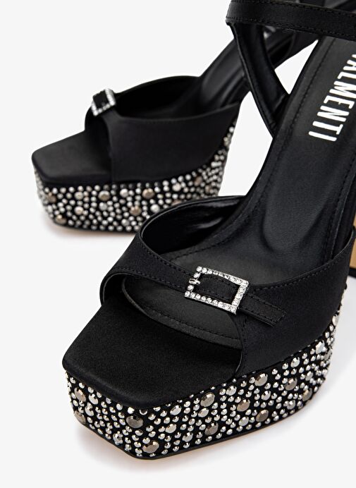 Valmenti Kadın Siyah Suni Deri Topuklu Ayakkabı - Görsel 4