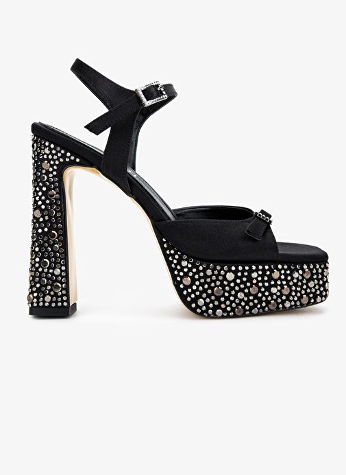 Valmenti Kadın Siyah Suni Deri Topuklu Ayakkabı - Görsel 2