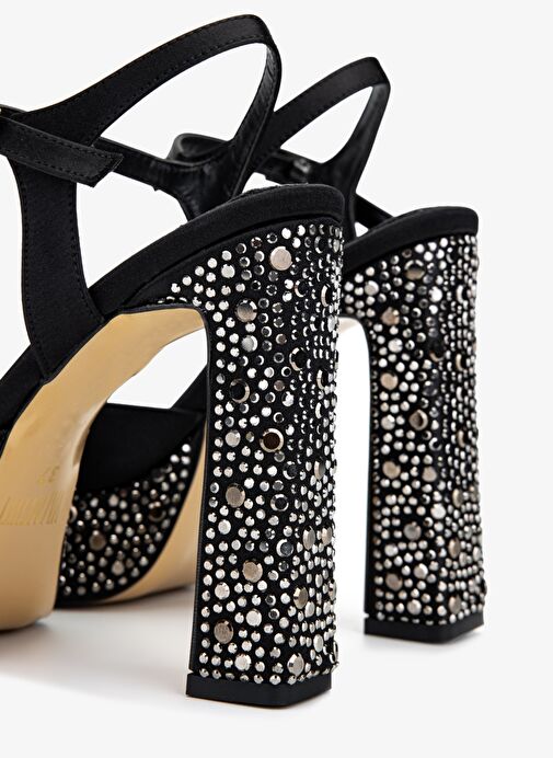 Valmenti Kadın Siyah Suni Deri Topuklu Ayakkabı - Görsel 6