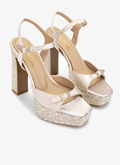 Valmenti Kadın Bej Suni Deri Topuklu Ayakkabı - Görsel 3