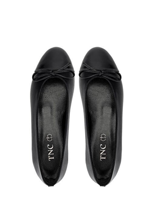 Tamer Tanca Kadın Hakiki Deri Siyah Rugan Babet Ayakkabı - Görsel 6